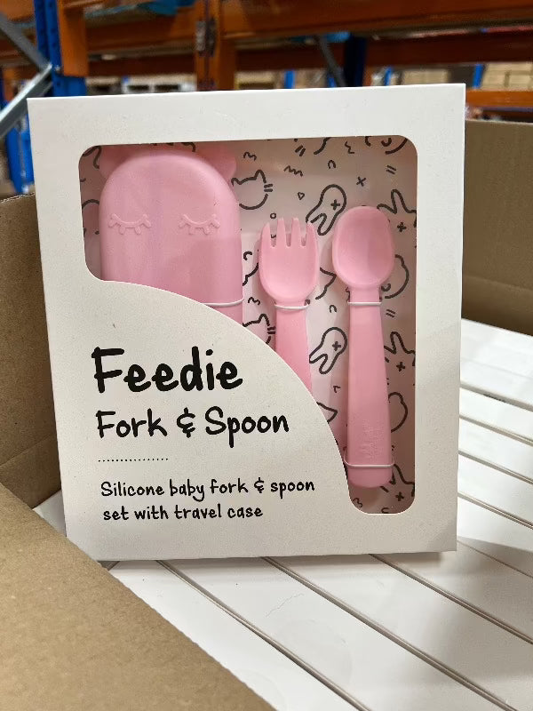 Feedie® Fork & Spoon Set - Powder Pink (CLEARANCE)