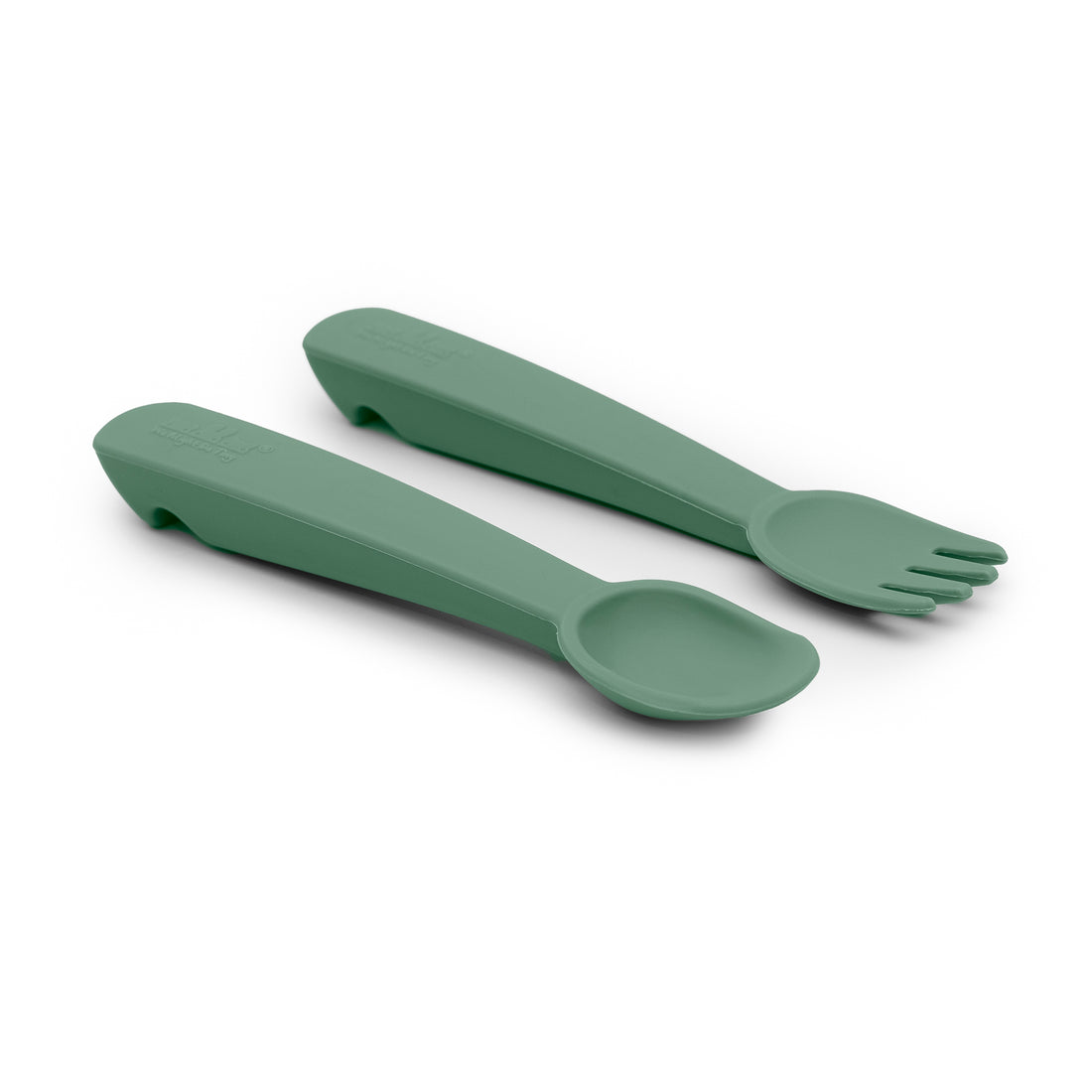 baby cutlery set with case silicone sage