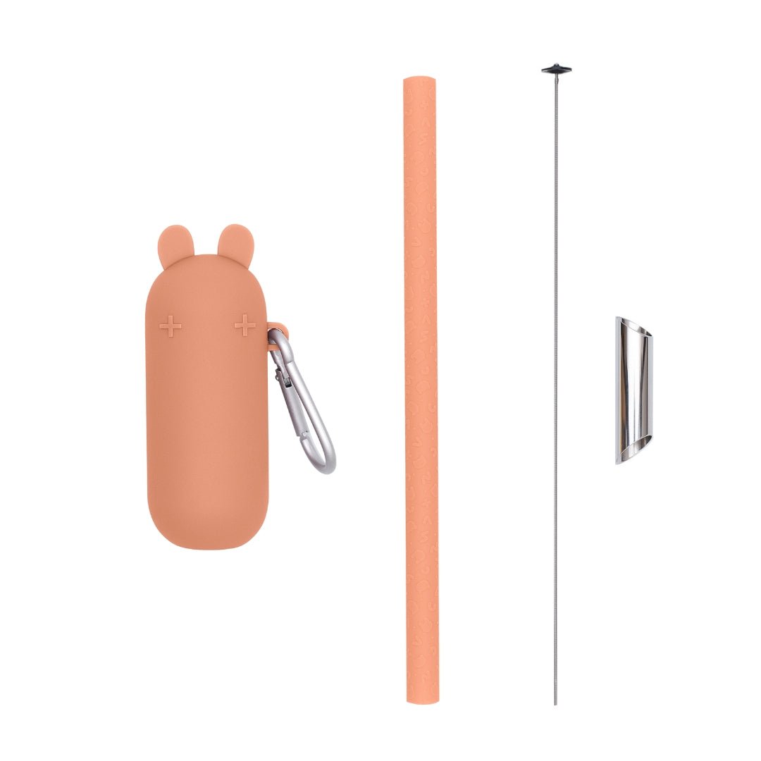 Keepie + Bubble Tea Straw Set - Dark Peach