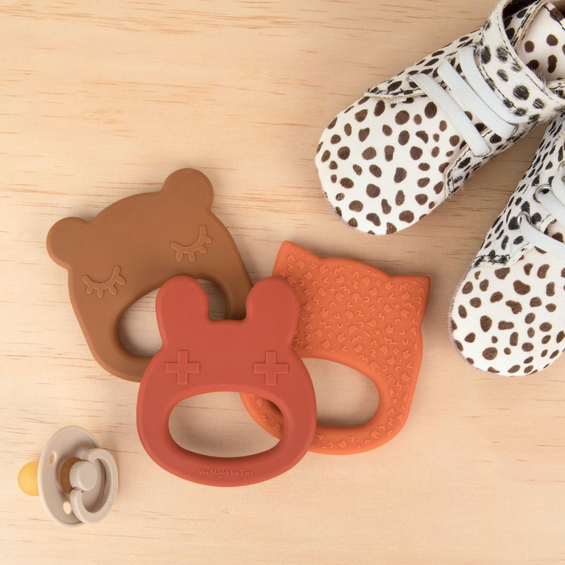 Our silicone bear teething ring in chocolate brown