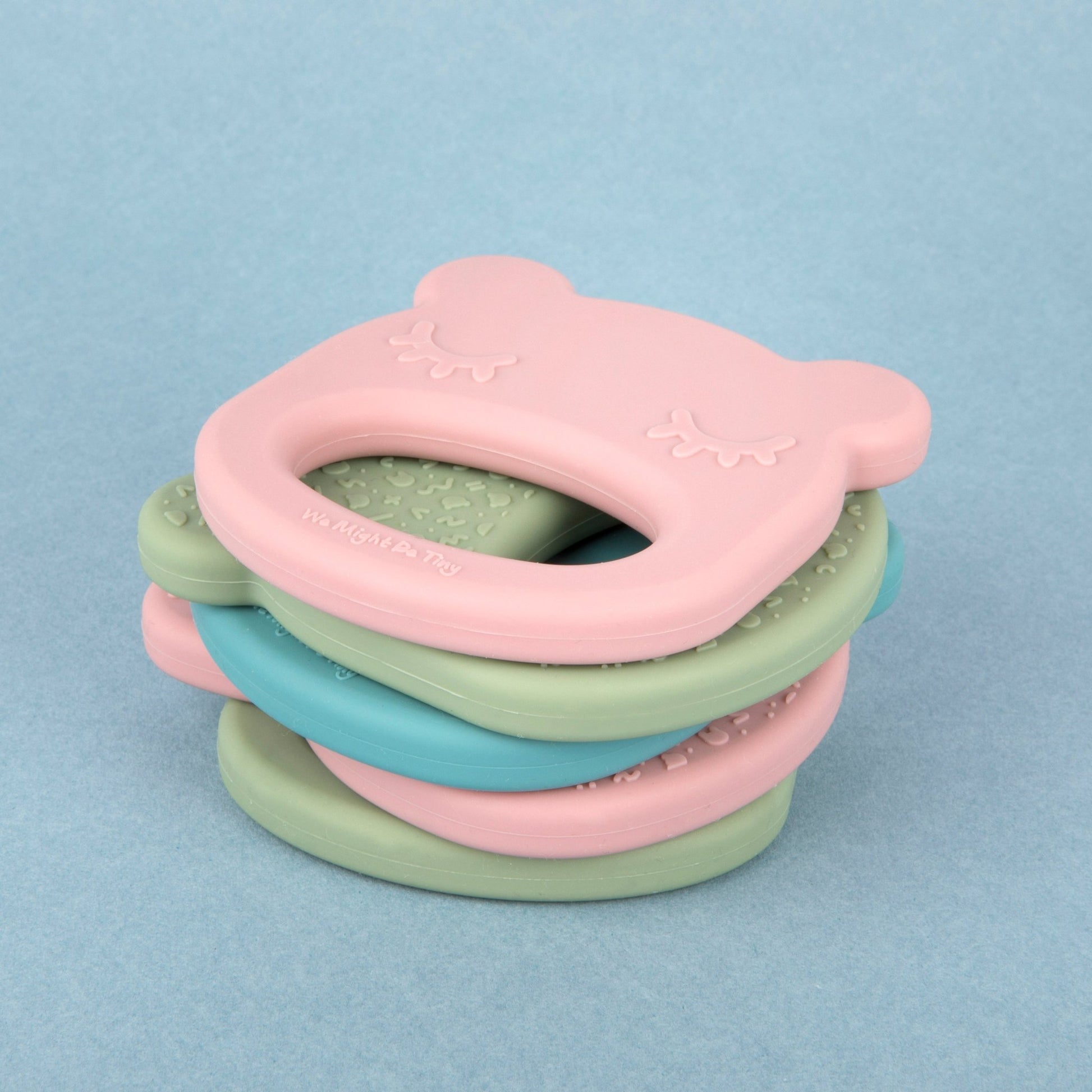 Our silicone bear teething ring in Dusty Rose