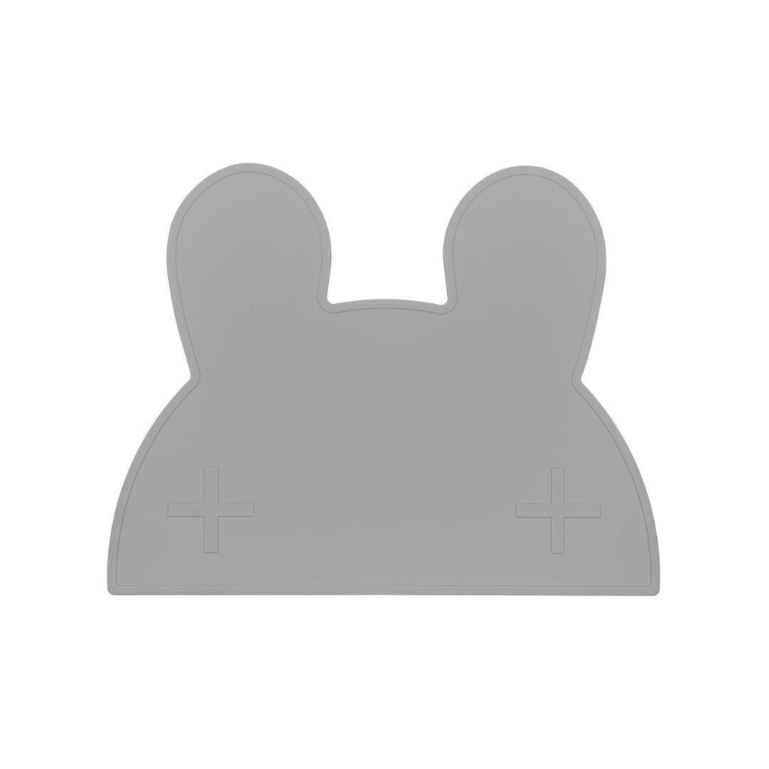 Silicone bunny kids placemat in the shade grey.