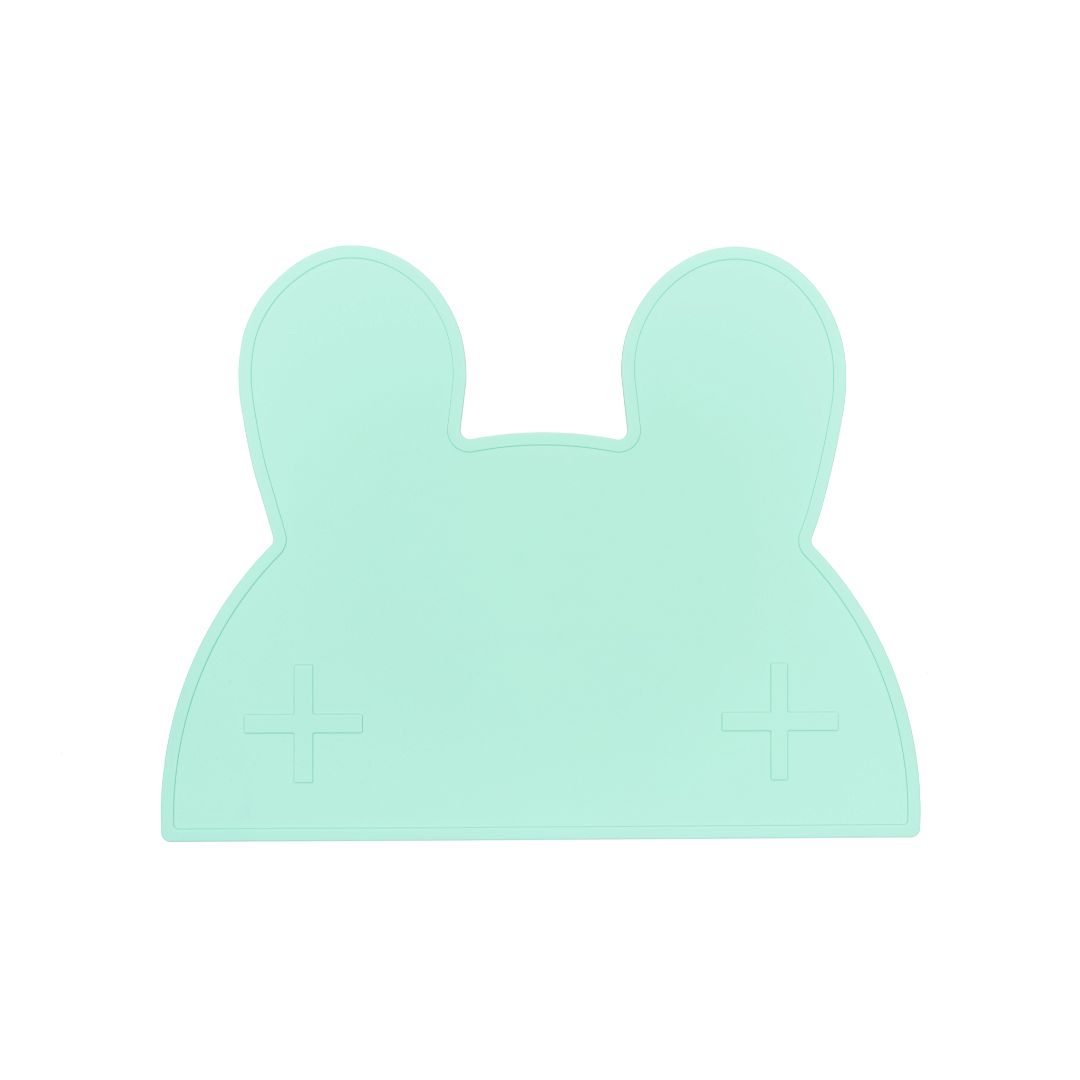 Silicone bunny kids placemat in the shade minty green.