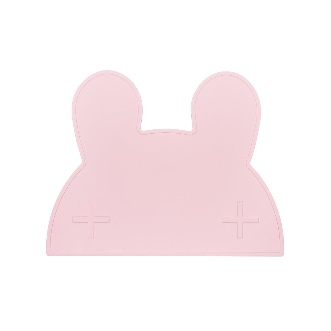 Silicone bunny kids placemat in the shade powder pink.